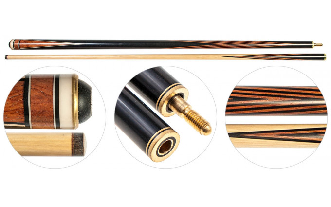 Кий для русского бильярда 2-pc наборный (черный граб, эбен, зебрано, граб) Кий для русского бильярда 2-pc наборный (черный граб, эбен, зебрано, граб)