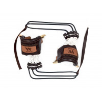 Комплект луз с выкатом RU-M1, скоба - латунь (лен, коричневая кожа, комбинированная) плетенка с логотипом